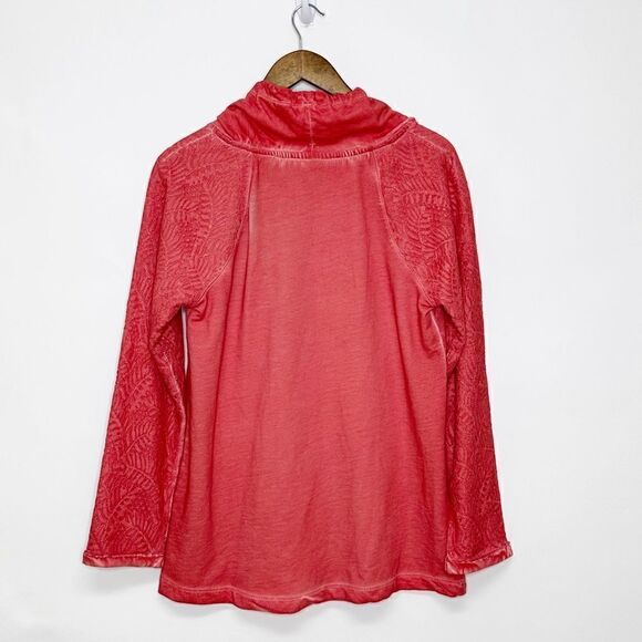 Soft Surroundings Cowl Neck Lace Sleeve Sweatshirt Coral Size - Picture 3 of 12
